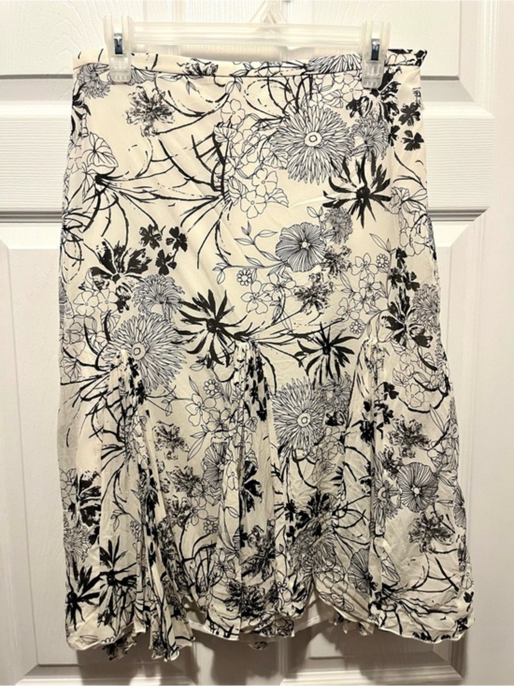 Marella Italy Skirt Floral White Size 8 Medium Summer Midi